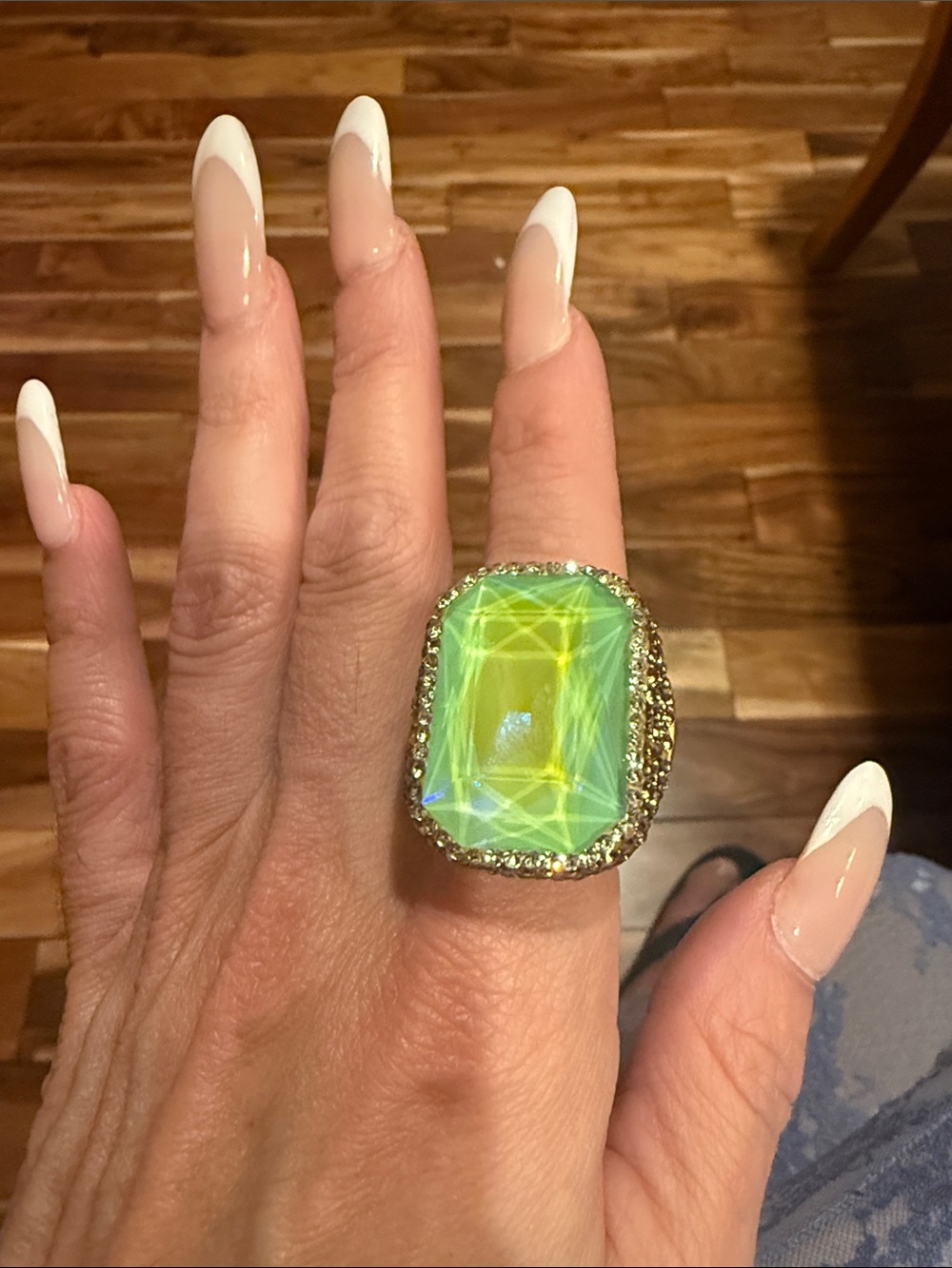 New Statement Green Crystal Cocktail Ring - Designer Style shiny bling ring gem